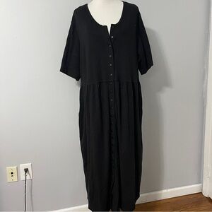 Woman Within Black Buttoned Dolman Sleeve Dress